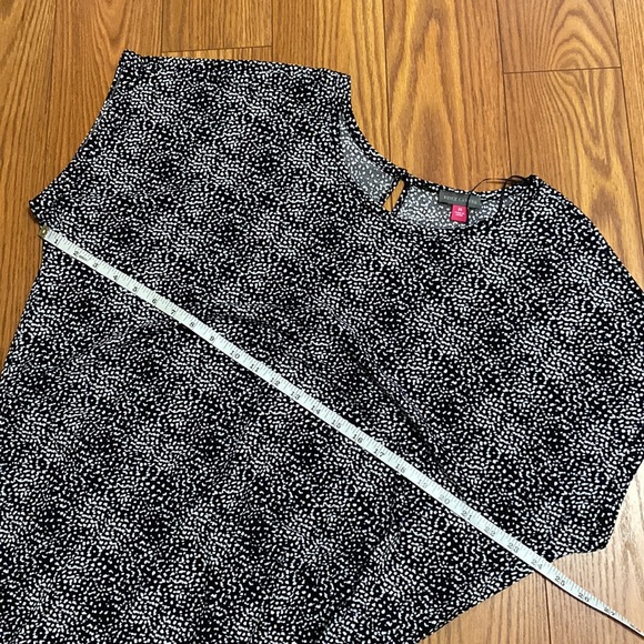 Vince Camuto women’s plus black white dot side ruched dress, stretch, size 2X - Picture 14 of 17